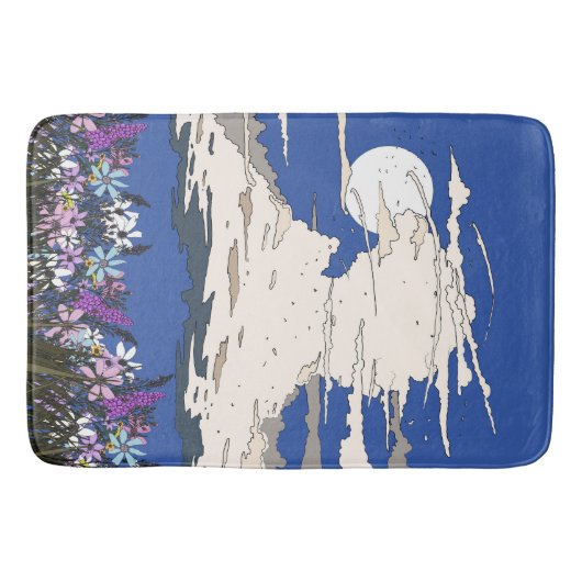 Tropisch Storm en bloemen Badmat (Voorkant)