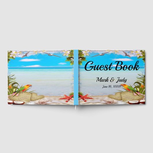 Tropisch stral Floral Wedding Guest Book Gastenboek (Volledig)