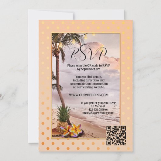 Tropisch stralen Koord QR Code Weddenschap Kaart (Achterkant)