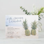 Tropisch strand 25-jarig jubileumfeest kaart (Staand voorkant)