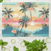 Tropisch strand #5 theedoek (Gevouwen)