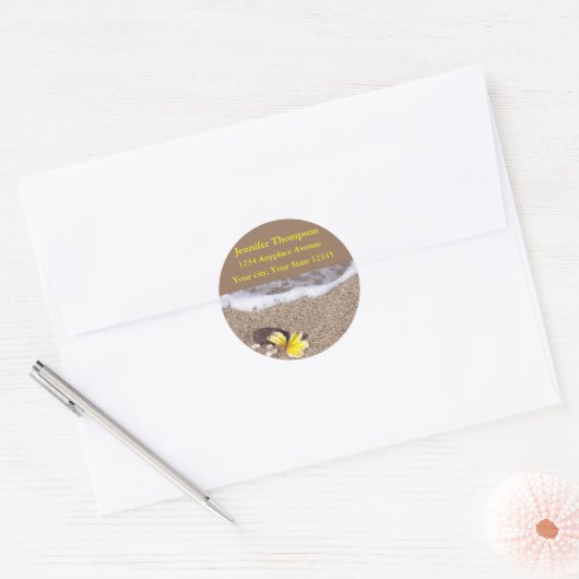 Tropisch strand adresetiketten ronde sticker (Envelop)