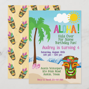 Tropisch strand Aloha Luau verjaardagsuitnodiging Kaart