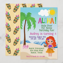 Tropisch strand Aloha Luau verjaardagsuitnodiging Kaart