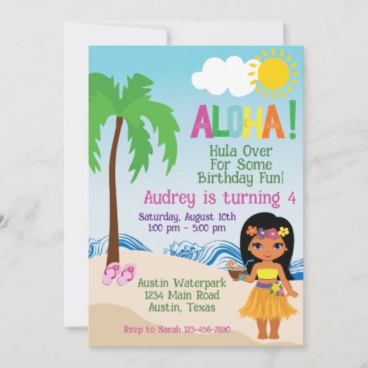 Tropisch strand Aloha Luau-verjaardagsuitnodiging Kaart (Voorkant)