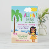Tropisch strand Aloha Luau-verjaardagsuitnodiging Kaart (Staand voorkant)