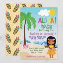 Tropisch strand Aloha Luau-verjaardagsuitnodiging