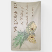 Tropisch strand, ananas-bruiloft banner (Verticaal)