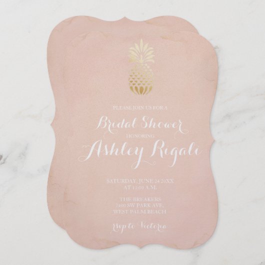Tropisch Strand Ananas en Roze Roze Bruidsjurk Kaart (Voorkant / Achterkant)