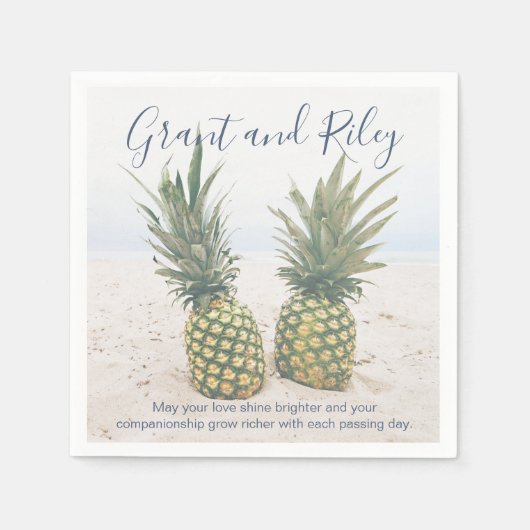Tropisch strand ananas feest papier servet (Voorkant)