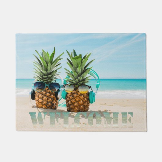 Tropisch Strand, Ananas Welkom Deurmat (Voorkant)