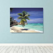 Tropisch strand, Anse Sourse D'Argent, La Digue Canvas Afdruk (Insitu (Houten vloer))