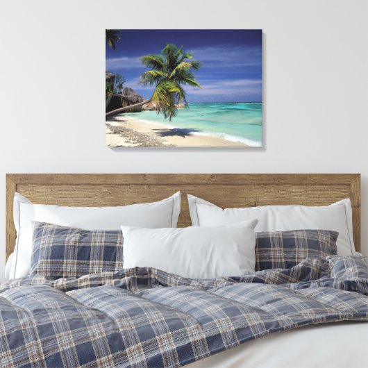 Tropisch strand, Anse Stice D'Argent, La Digue Canvas Afdruk (Insitu (Slaapkamer))
