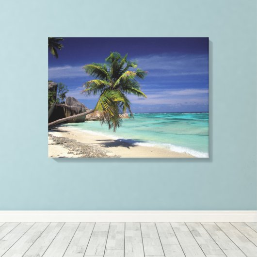 Tropisch strand, Anse Stice D'Argent, La Digue Canvas Afdruk (Insitu (Houten vloer))