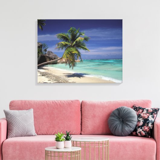 Tropisch strand, Anse Stice D'Argent, La Digue Canvas Afdruk (Insitu (Woonkamer))