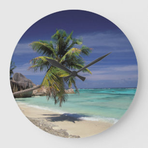 Tropisch strand, Anse Stice D'Argent, La Digue Grote Klok