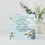 tropisch strand aqua blauwe zeeschelp zeesterren b kaart (Staand voorkant)