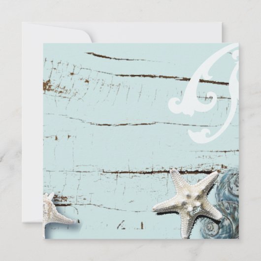 tropisch strand aqua blauwe zeeschelp zeesterren b kaart (Achterkant)