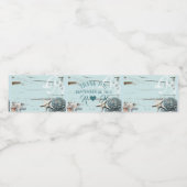 tropisch strand aqua blauwe zeeschelp zeesterren b waterfles etiket (Enkel label)