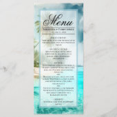 Tropisch strand aquarel elegante kust bruiloft menu (Voorkant)