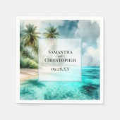 Tropisch strand aquarel elegante kust bruiloft servet (Voorkant)
