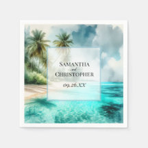 Tropisch strand aquarel elegante kust bruiloft