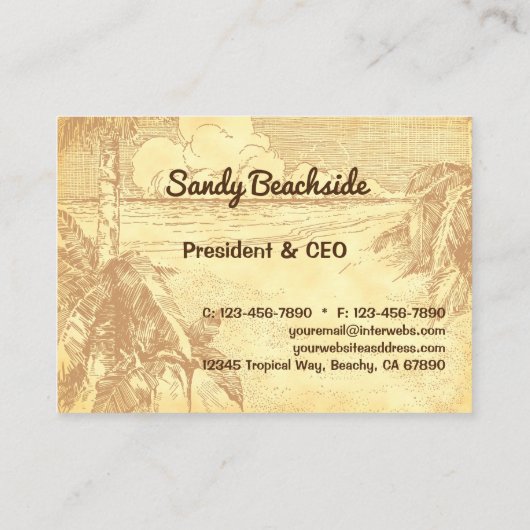 Tropisch  strand Art, aangepast Visitekaartje Contactkaartje (Achterkant)