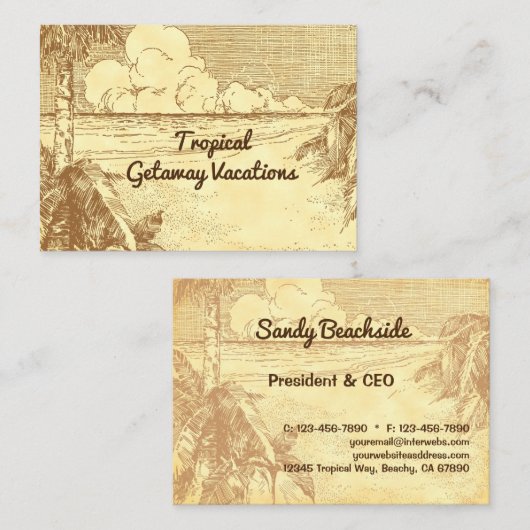 Tropisch  strand Art, aangepast Visitekaartje Contactkaartje (Voorkant / Achterkant)