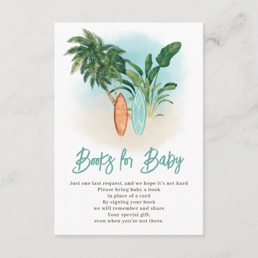 Tropisch strand Baby aan boord surf brengt een boe Informatiekaartje (Voorkant)