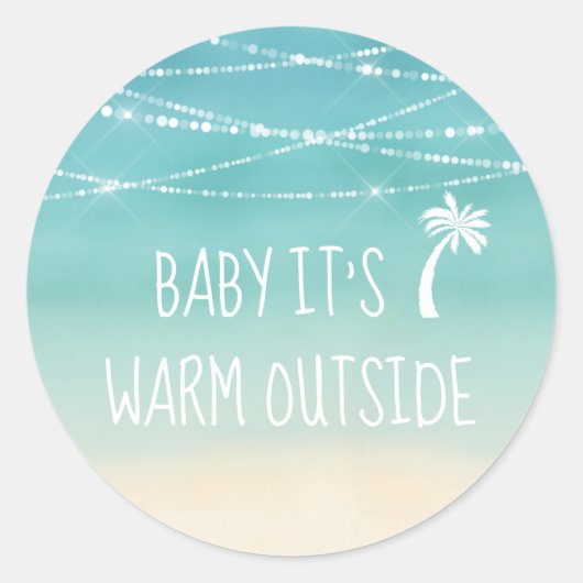 Tropisch strand Baby Het is buiten de palmboom Ronde Sticker (Voorkant)