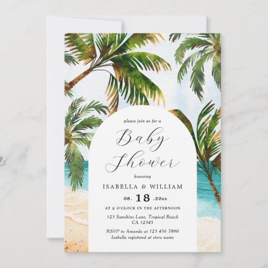 Tropisch strand Baby shower Kaart (Voorkant)