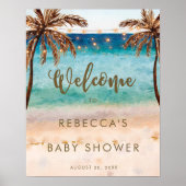 tropisch strand baby shower welkom poster (Voorkant)