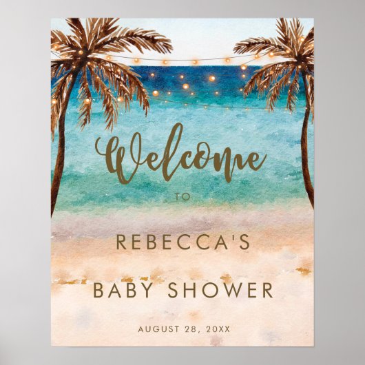 tropisch strand baby shower welkom poster (Voorkant)