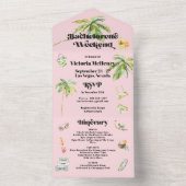 Tropisch strand Bachelorette Weekend Route All In One Uitnodiging (Binnen)
