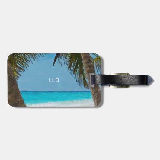 Tropisch strand bagagelabel (Achterkant horizontaal)