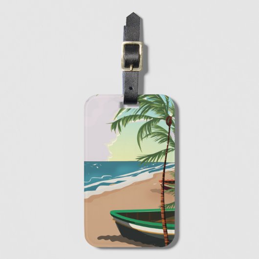 Tropisch strand bagagelabel (Voorkant (verticaal))