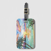 Tropisch strand bagagelabel (Voorkant (verticaal))