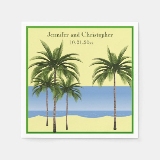Tropisch strand Beach Palm Tree Summer Ocean Wedde Servet (Voorkant)