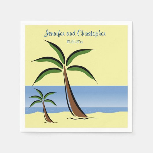 Tropisch strand Beach Palm Tree Summer Ocean Wedde Servet (Voorkant)