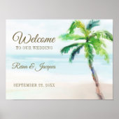 Tropisch strand Beach Palm Tree Weddenschap Welkom Poster (Voorkant)