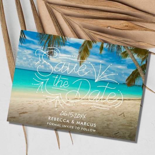 Tropisch strand Beach Photo Weddenschap Save the D Date