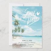 Tropisch strand Beach Photo Weddenschap Save the D Kaart (Voorkant)