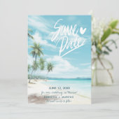Tropisch strand Beach Photo Weddenschap Save the D Kaart (Staand voorkant)