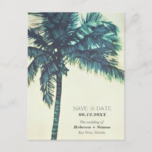 Tropisch strand Beach Weddenschap met bomen Bewaar Aankondigingskaart (Voorkant)