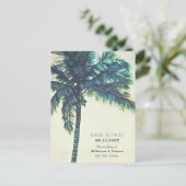 Tropisch strand Beach Weddenschap met bomen Bewaar Aankondigingskaart (Staand voorkant)