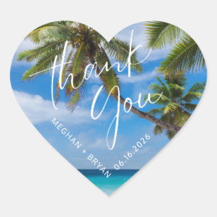 Tropisch Strand Bedankt Trouwcadeau Hart Sticker