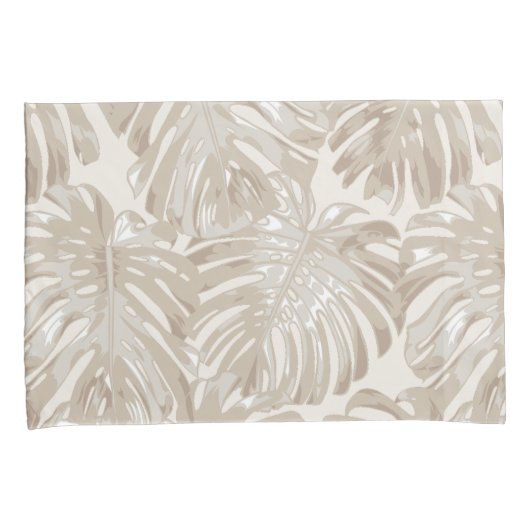 Tropisch strand beige palmbladeren kussensloop (Voorkant-Rechts)