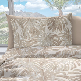 Tropisch strand beige palmbladeren kussensloop