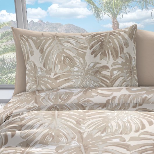 Tropisch strand beige palmbladeren kussensloop