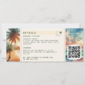 Tropisch strand Bestemming Boarding Pass Bruiloft Kaart (Achterkant)